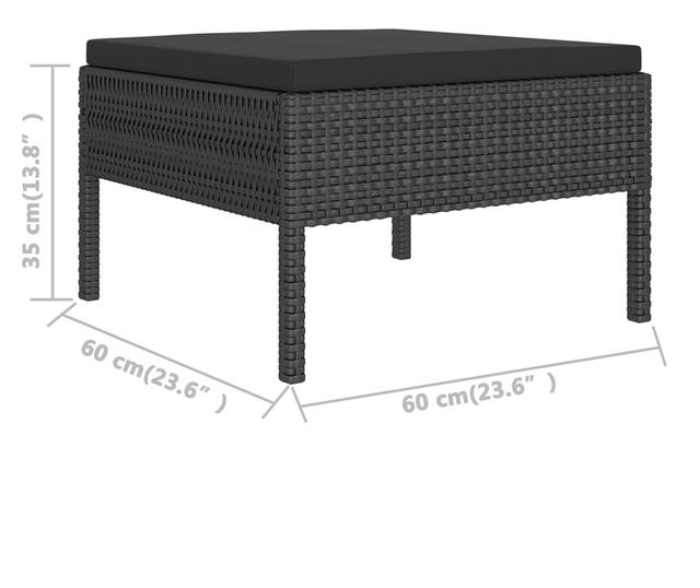 Vrtni namještaj s jastucima, 11 dijelova, crna, poliratan