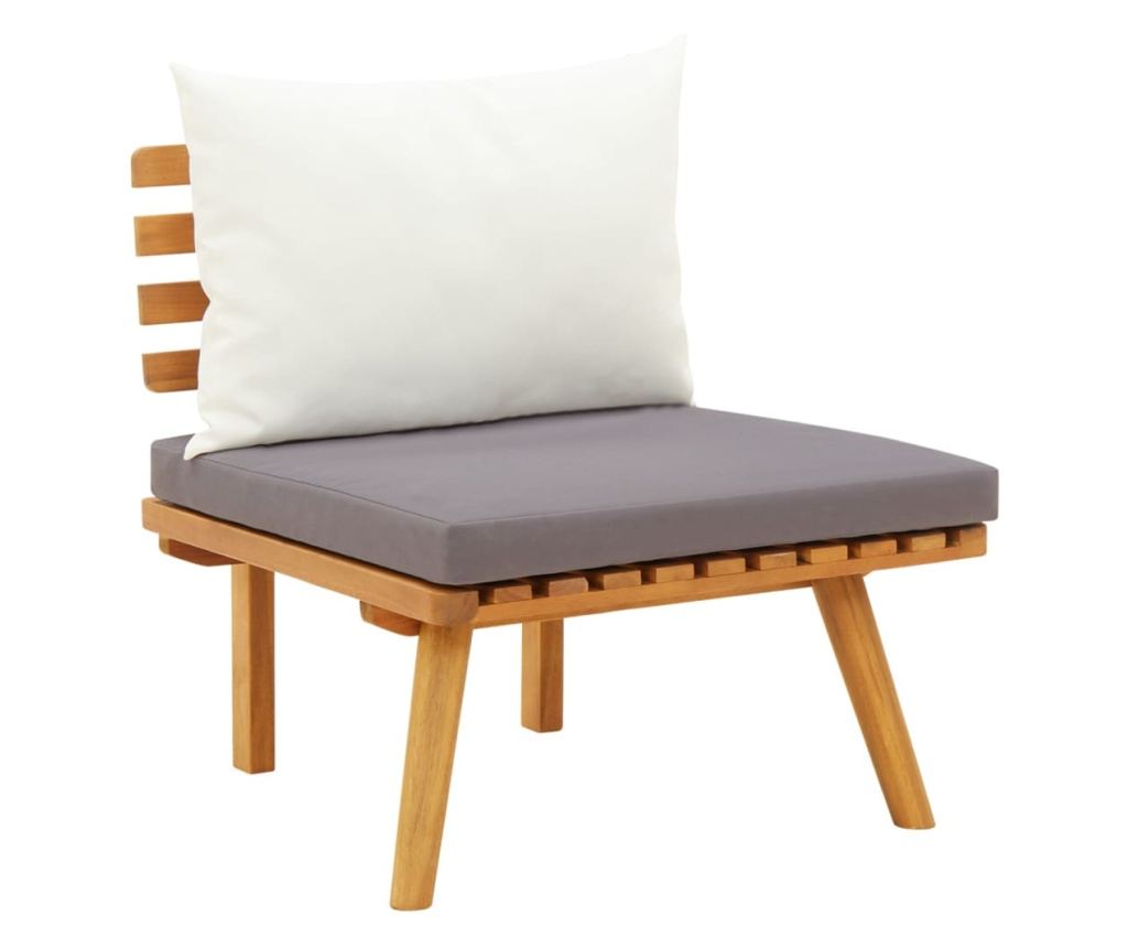 Градински лаундж комплект с възглавници, 9 части, акация масив - 5