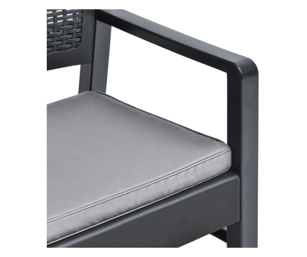 Vrtna klupa s 2 sjedala s jastucima, antracit, 120 cm, plastika - 5
