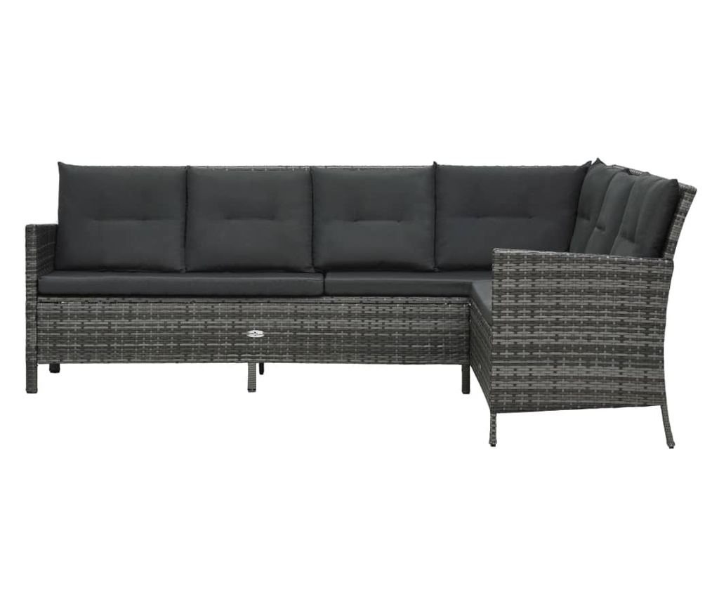 Set mobilier de grădină cu perne, 4 piese, gri, poliratan - 3