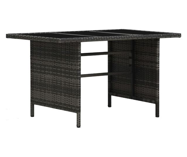 Градински комплект с възглавници, 4 части, Сив, Поли ратан