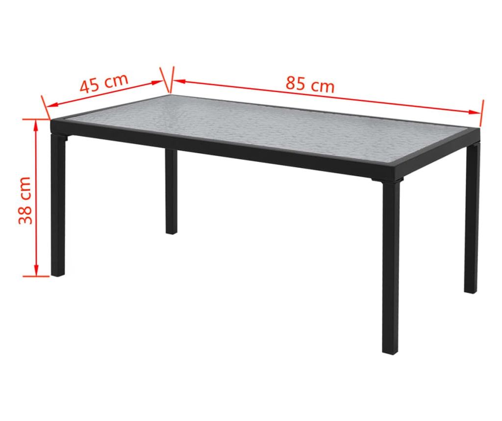 Set vrtnega pohištva, 4 kosi, črna, tekstilena - 8