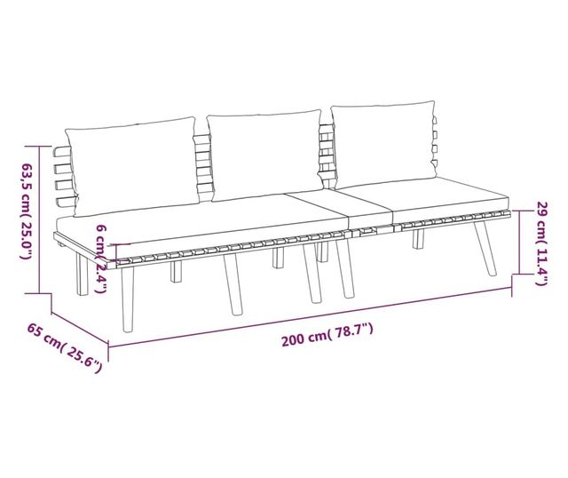 Vrtni set namještaja s jastucima, 4 dijela, masivno drvo akacije