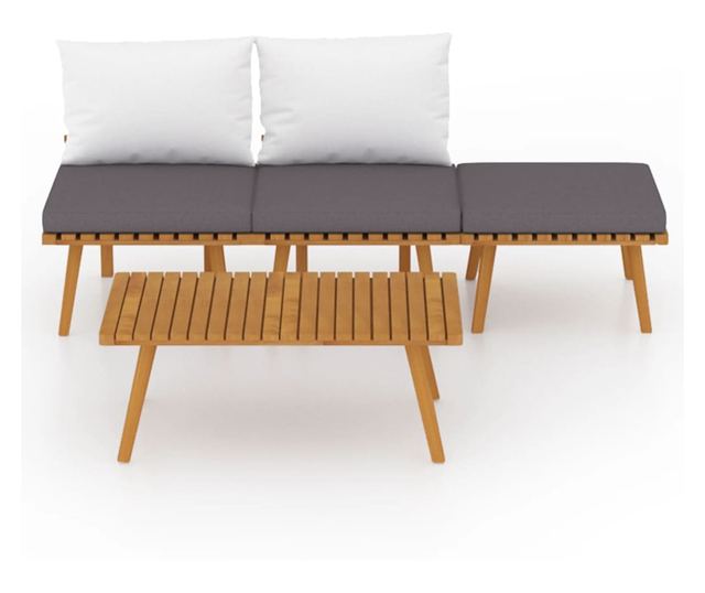 Vrtni set namještaja s jastucima, 4 dijela, masivno drvo akacije