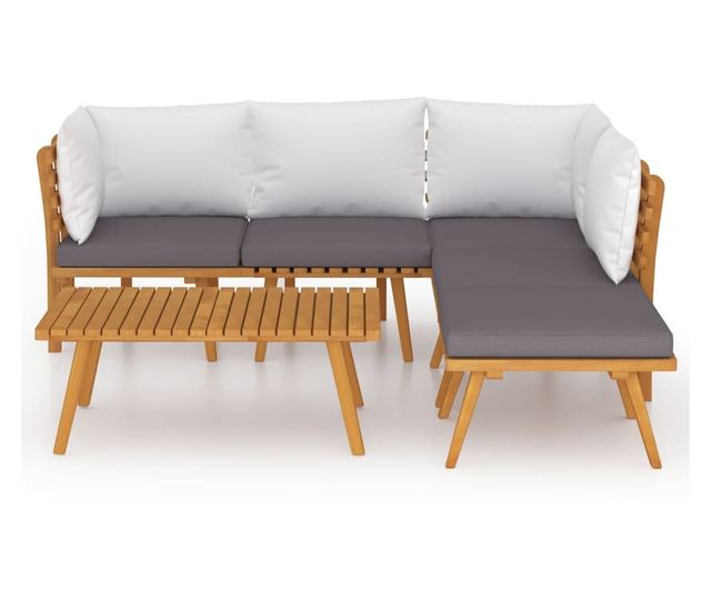 Vrtni set namještaja s jastucima, 6 dijelova, masivno drvo akacije