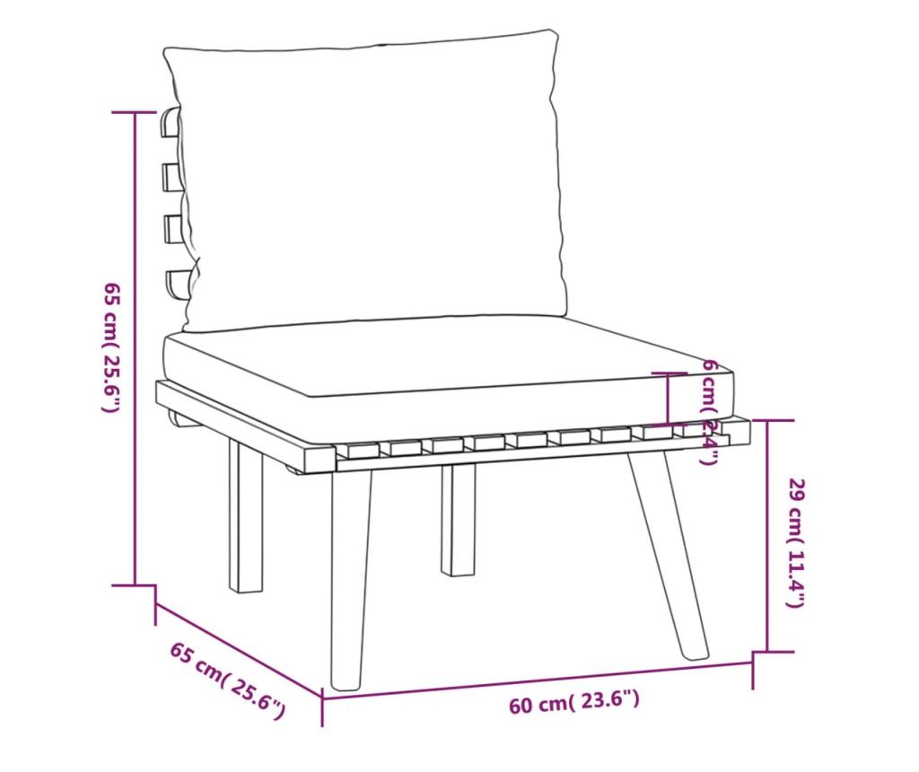 Градински лаундж комплект с възглавници, 9 части, акация масив - 9