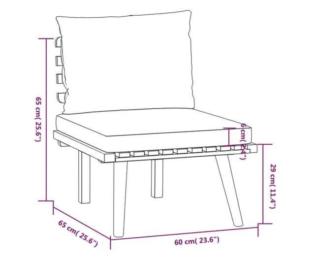 Vrtni set namještaja s jastucima, 6 dijelova, masivno drvo akacije