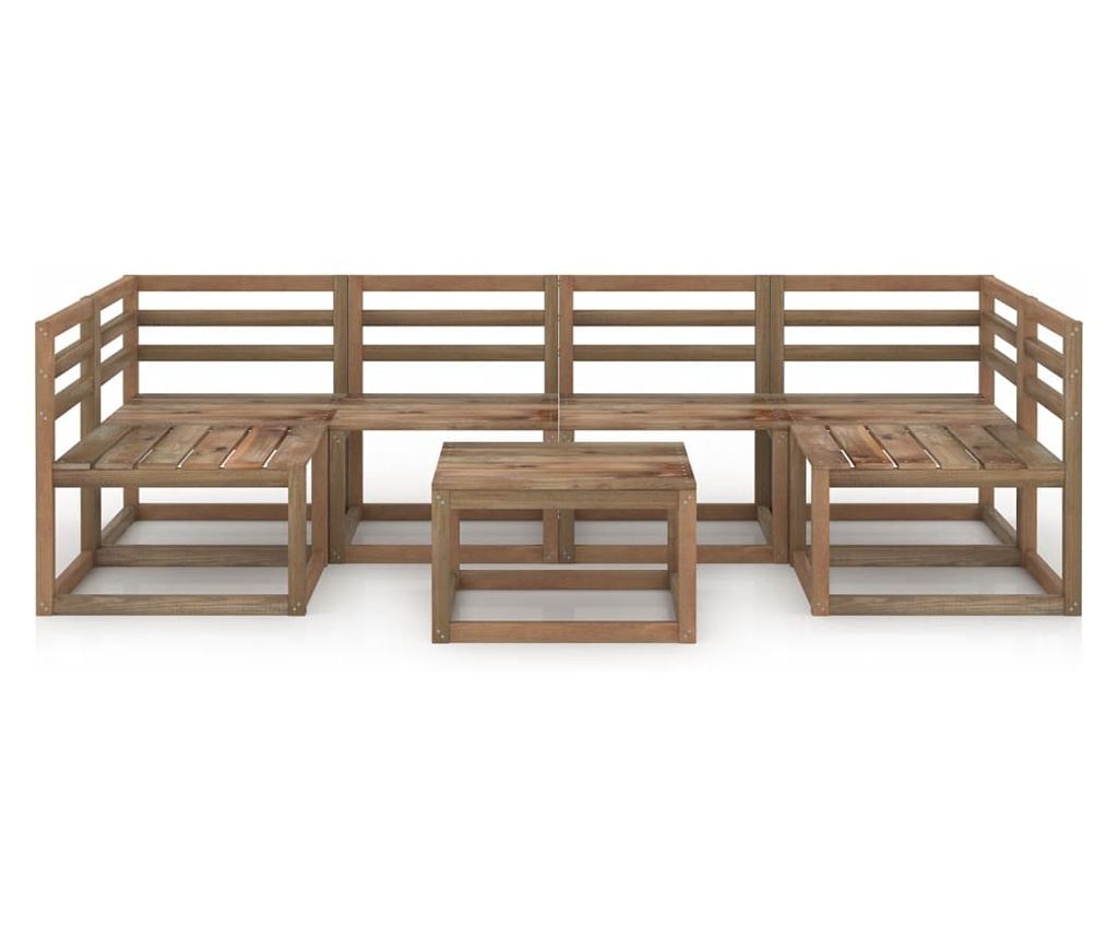 Set vrtnega pohištva, 7 kosov, rjava, obdelan bor - 2