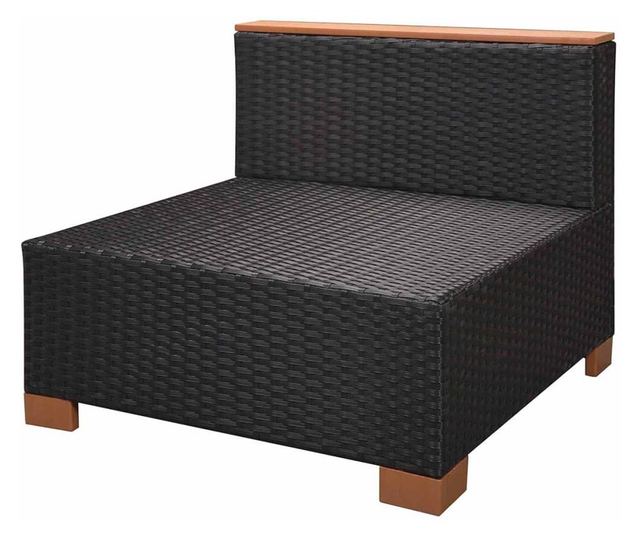 Vrtni namještaj s jastucima, 7 dijelova, crna, poliratan