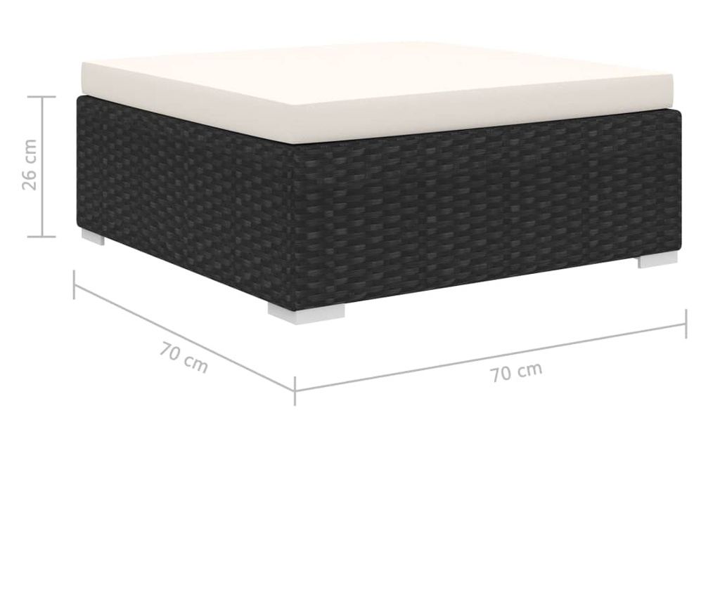 Градински комплект с възглавници, 10 части, Черен, Поли ратан - 11