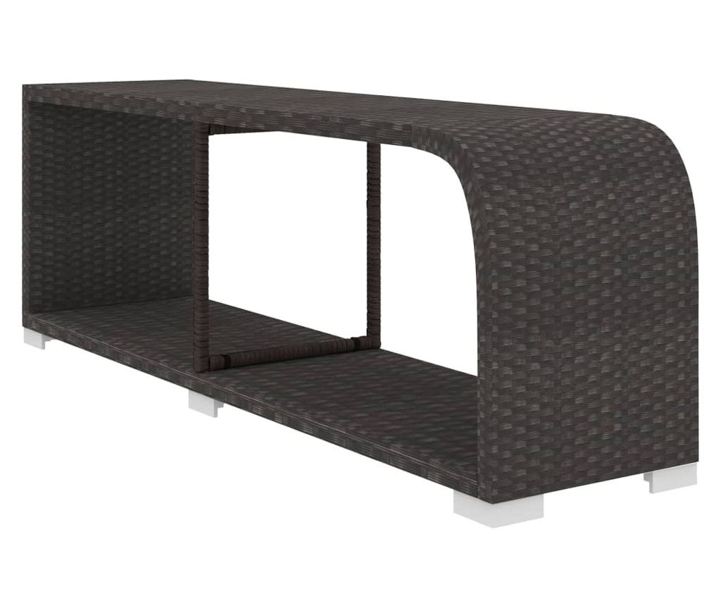 Градински комплект с възглавници, 10 части, Черен, Поли ратан - 8