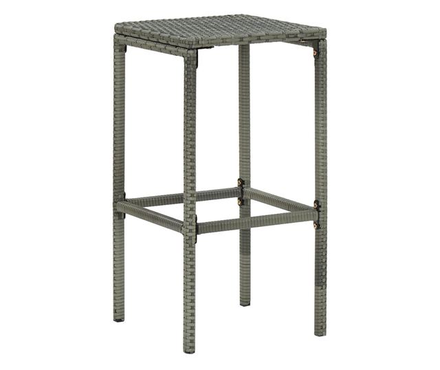 Barski stoli z blazinami, 2 kosa, sivi, PE ratan