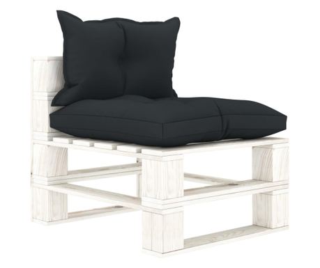 Sofa za vrt od paleta, srednja, jastučići antracit, drvo