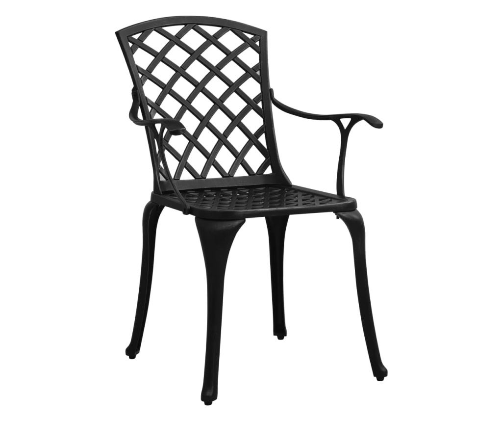 Set bistro pohištva, 3 kosi, črna, lit aluminij - 2