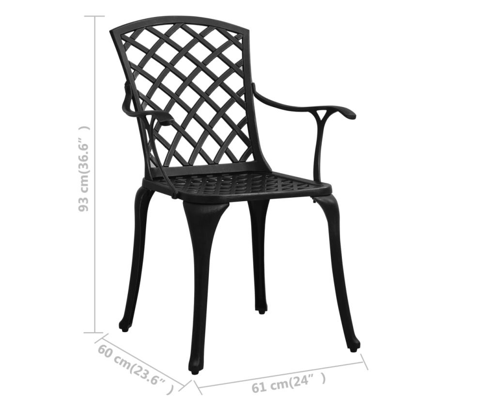 Set bistro pohištva, 3 kosi, črna, lit aluminij - 8