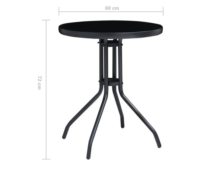 Bistro set namještaja, 3 dijela, crna i antracit