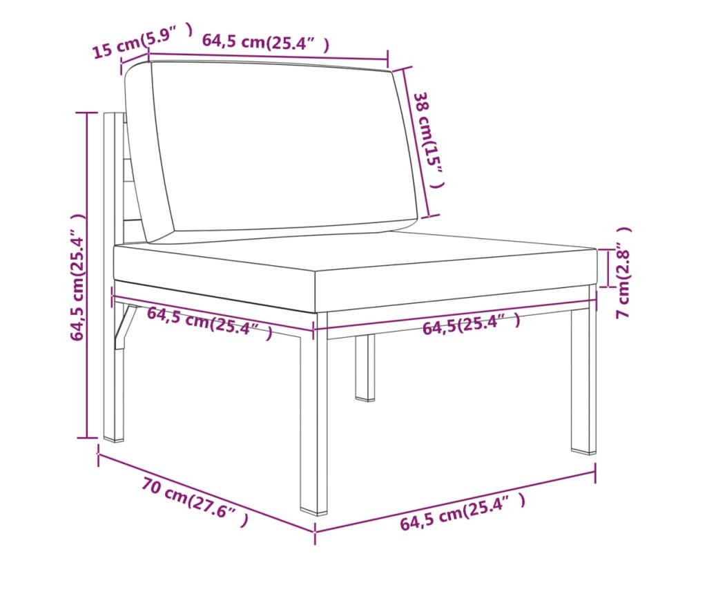 Záhradná súprava s vankúšmi, 4 diely, antracitová, hliník - 9