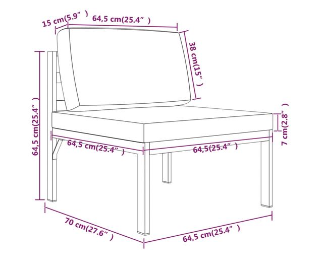 Градински комплект с възглавници, 4 части, антрацит, алуминий