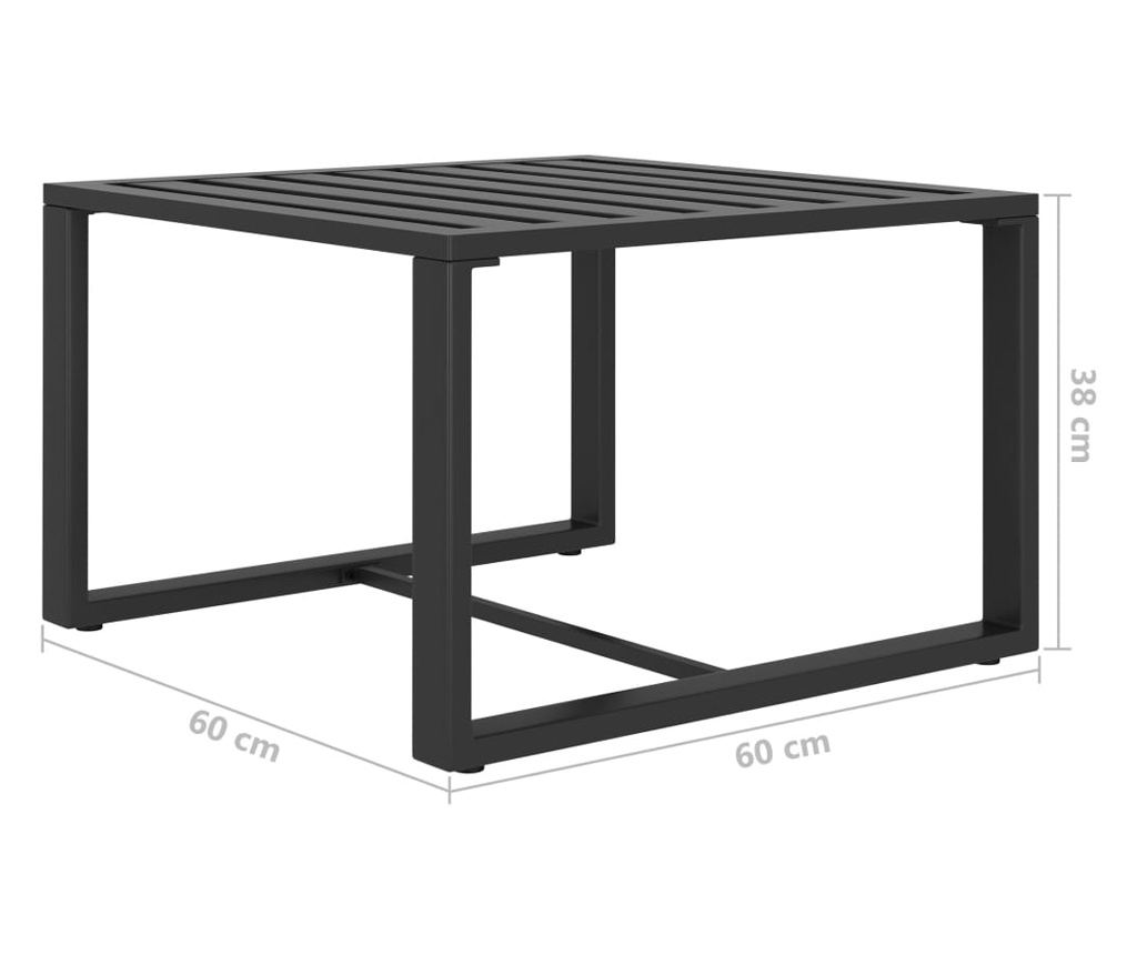 Градински комплект с възглавници, 5 части, антрацит, алуминий - 5