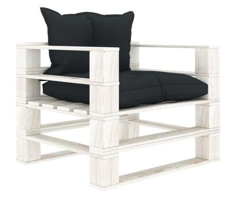 Sofa za vrt od paleta, jastučići antracit, drvo