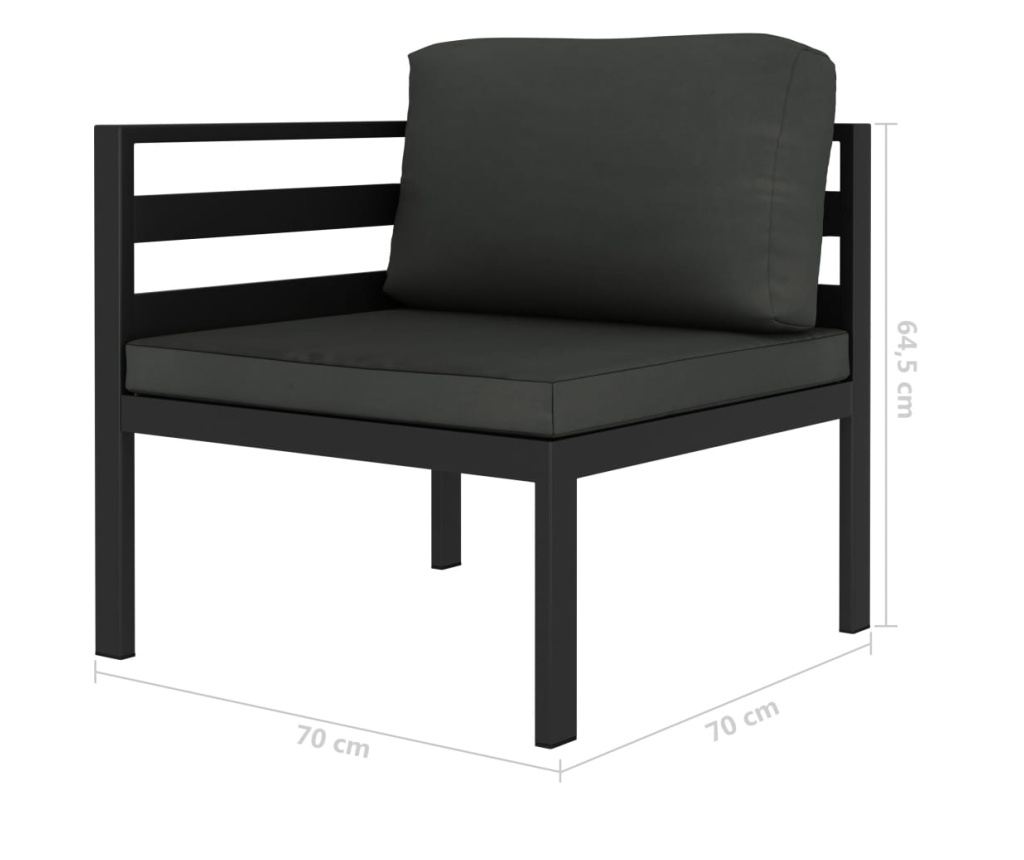 Градински комплект мебели с възглавници, 6 части, антрацит, алуминий - 6