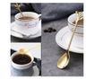 6 teáskanál Pufo levél kávéhoz, tea, desszert, acél, levél alakú fogantyú, arany, 13 cm