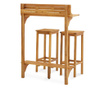 Set mobilier bar de balcon, 3 piese, lemn masiv de acacia