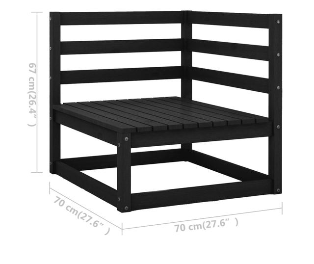 Set vrtne garniture, 9 komada, crna, masivno drvo bora