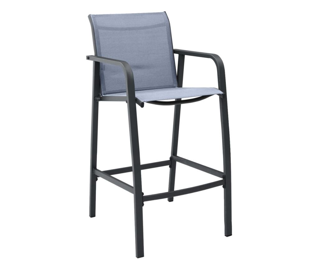Σκαμπό Μπαρ Κήπου, 2 τεμ., Γκρι, Textilene - 2