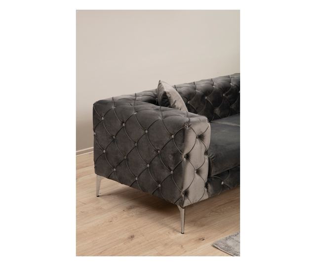 Sofa 3 locuri Hilena, gri antracit