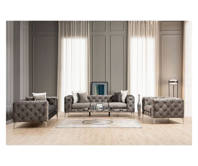 Sofa 3 locuri Hilena, gri antracit