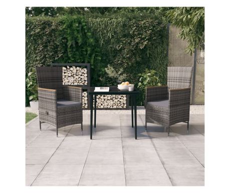 Set vrtne garniture s jastucima, 3 komada, siva