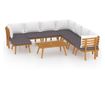Градински лаундж комплект с възглавници, 9 части, акация масив thumbnail 1