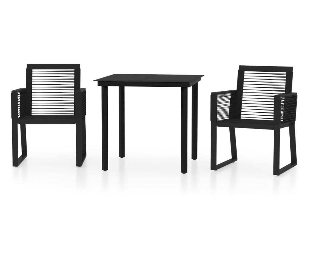 Set pohištva za vrt, 3 kosi, črna - 2