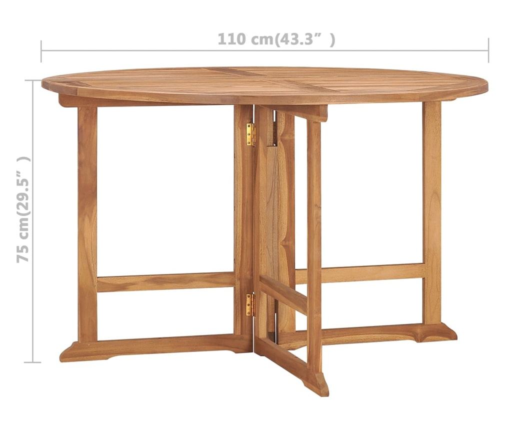 Sklopivi vrtni blagovaonski stol Ø110x75 cm od masivne tikovine - 9
