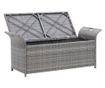 Poly Rattan klupa za pohranu s jastukom, siva, 138 cm thumbnail 3