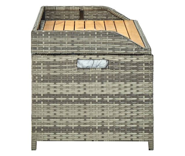 Bancă de depozitare pentru grădină, gri, 120 cm, poliratan