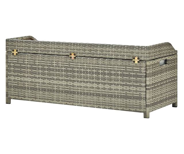 Bancă de depozitare pentru grădină, gri, 120 cm, poliratan