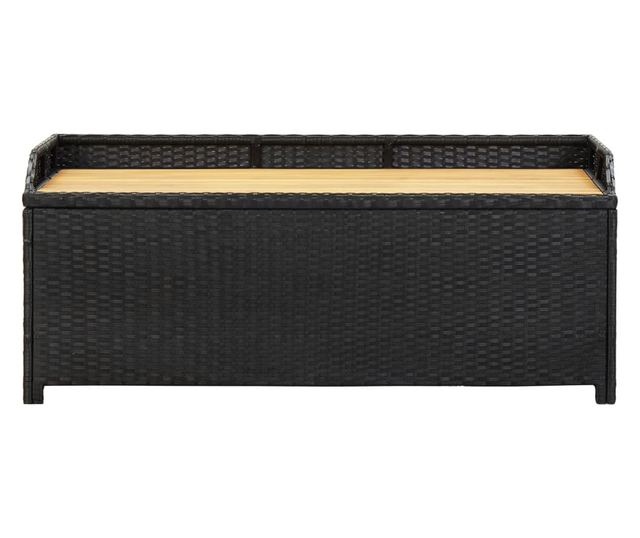 Bancă de depozitare pentru grădină, negru, 120 cm, poliratan
