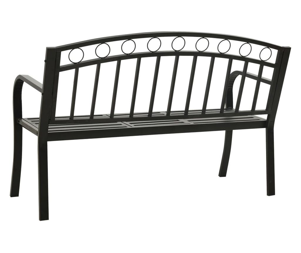 Градинска пейка с маса, черна, 125 см, стомана - 5