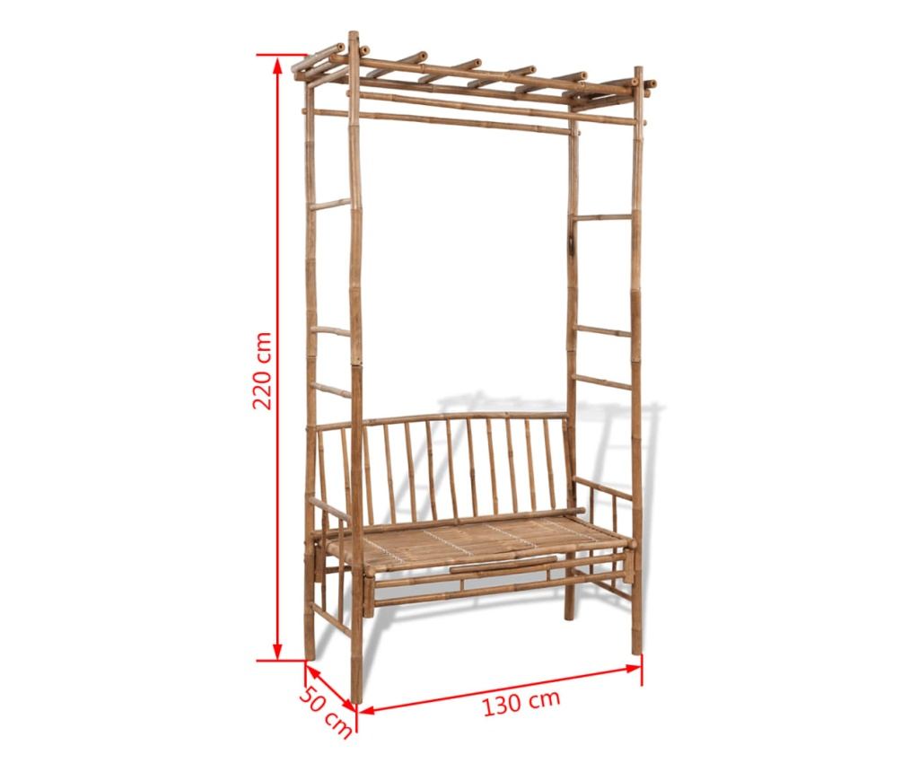 Vrtna klupa s pergolom, 130 cm, bambus - 5