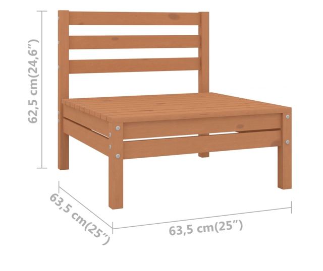 Canapele de mijloc de grădină 4 buc. maro miere lemn masiv pin