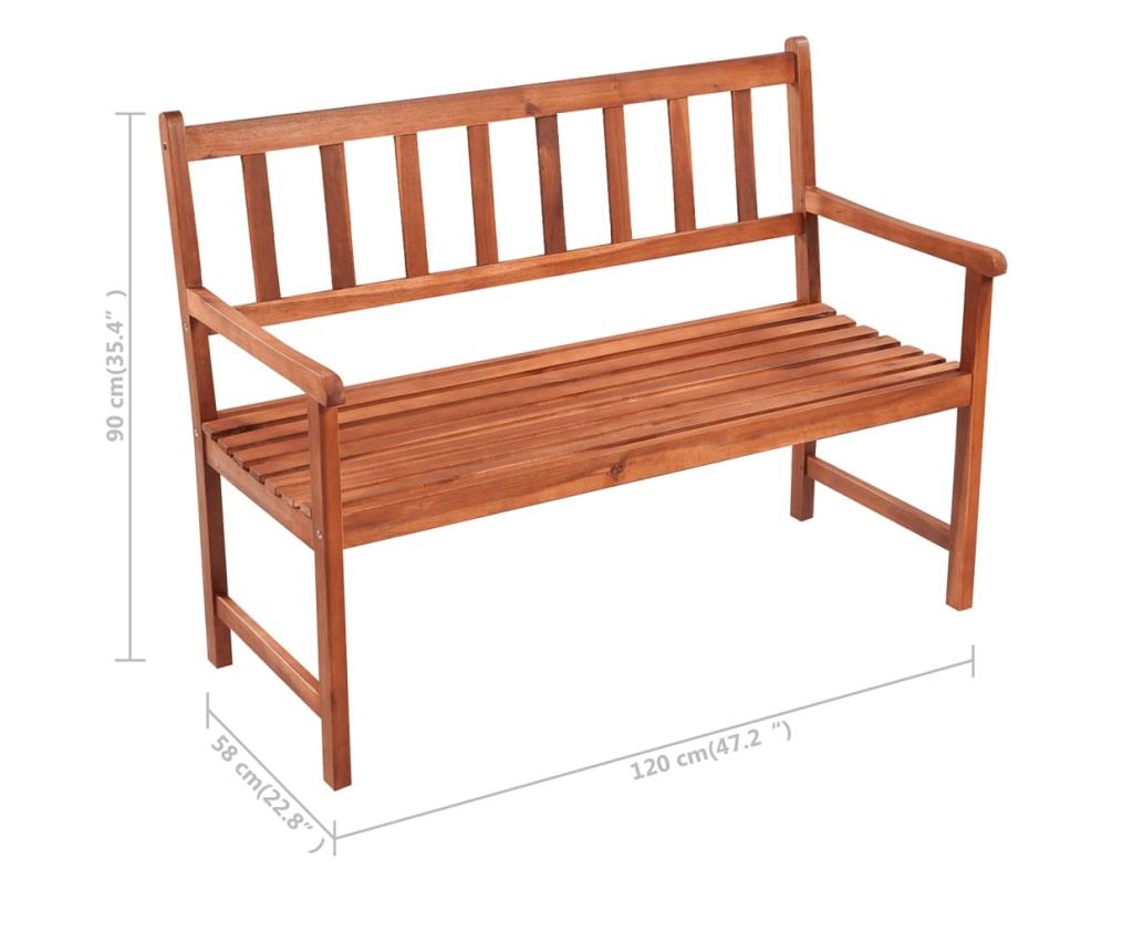Vrtna klupa s jastukom, 120 cm, masivna bagremova drva - 10