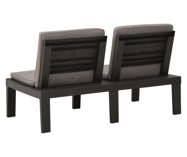 Vrtna klupa s jastucima plastična siva