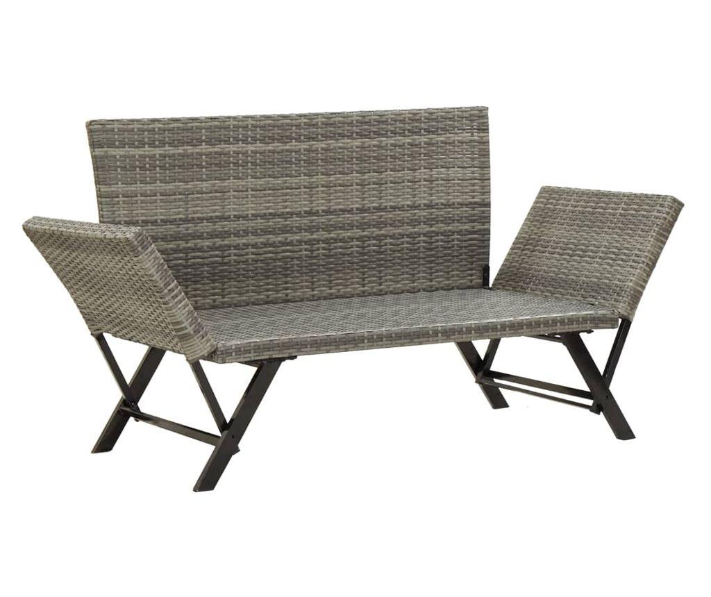 Vrtna klupa s jastucima, siva, 176 cm, polyrattan - 6