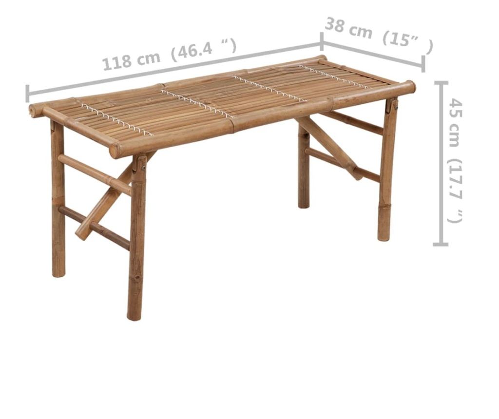 Sklopiva vrtna klupa s jastukom, 118 cm, bambus - 8