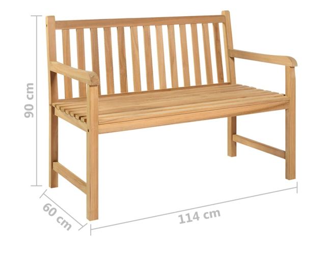 Vrtna klupa 114 cm od masivne tikovine