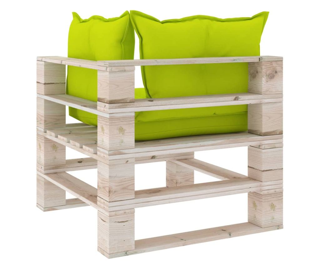 Vrtna sofa od paleta, 2 mjesta, s jastucima, borovo drvo - 6