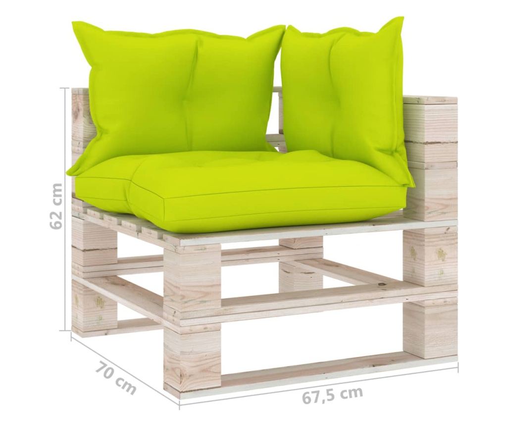 Vrtna sofa od paleta, 2 mjesta, s jastucima, borovo drvo - 8