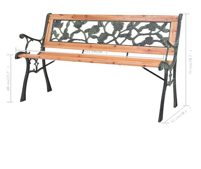 Vrtna klupa 122 cm drvena